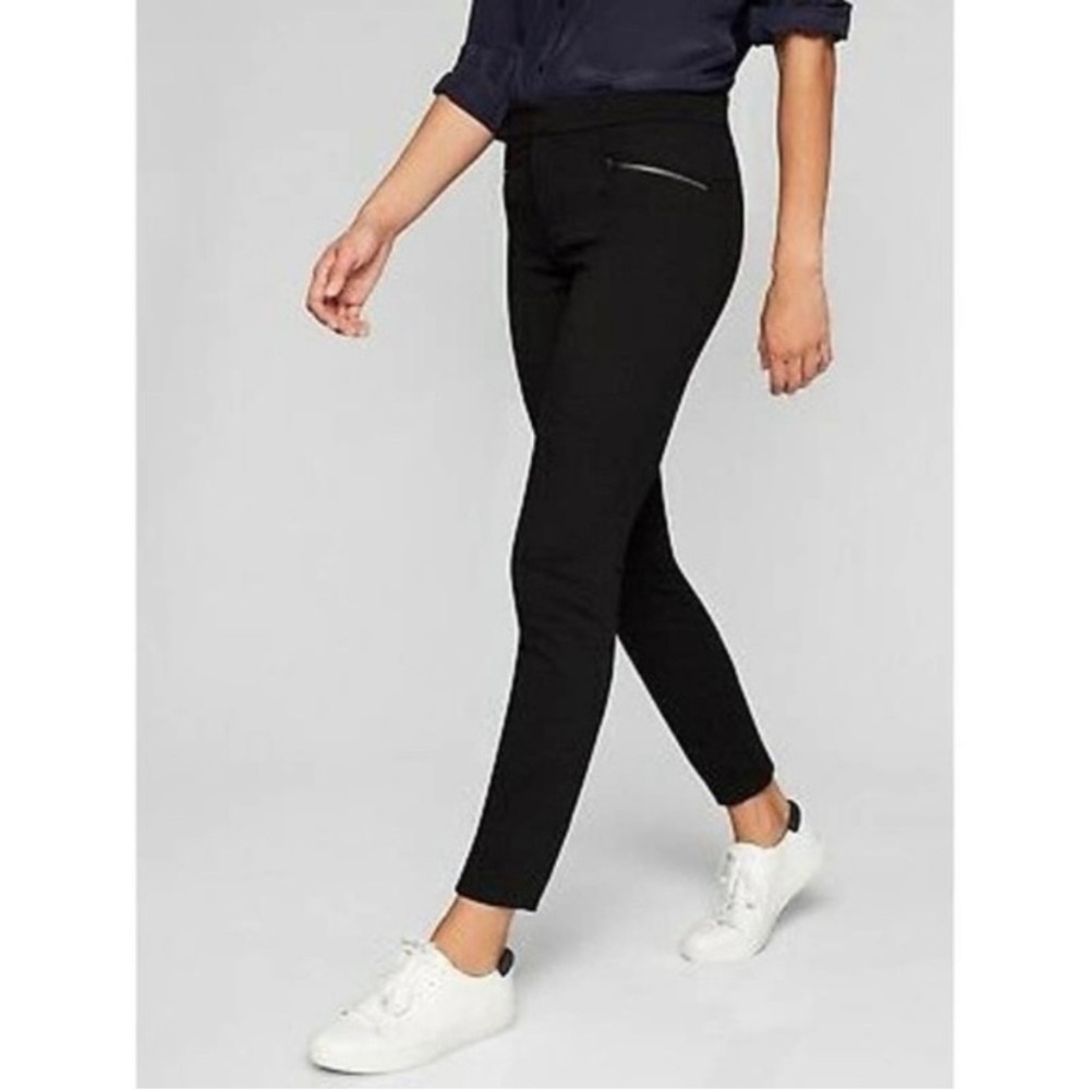 Athleta Size 4 Ponte Moto 2.0 Black Pants Zipper Pockets 868912-00 Flex